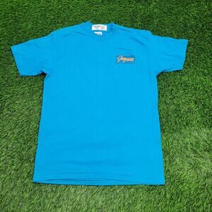 Vintage 80s Hanes Shirt M/L 20x28 Blue Jaguar Aztec Logo